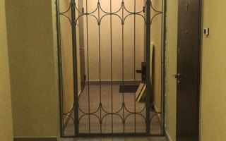 решетчатая дверь с боковыми вставками и одним замком